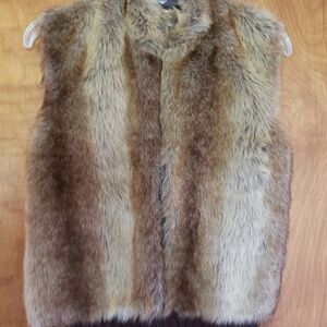 Sleeveless Faux Fur Vest - Brown